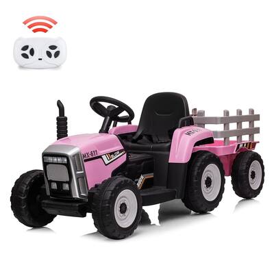 12V Kids Ride on Tractor，Battery Powered Electric Tractor with Trailer