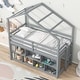 preview thumbnail 2 of 18, Twin Size House Loft Bed wRoof, Under Bed Shelving Storage Unit, Platform Bed with Guardrails and Ladder, No Box Spring Needed