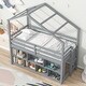 preview thumbnail 3 of 26, Twin Size Wooden House Loft Bed With Roof Frame, Under Bed Shelving Storage Unit, Guardrails, Ladder