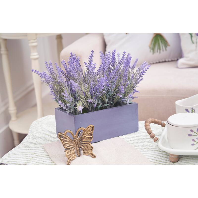 51" x 14" Lavender Fields Reversible Graphic Print Machine Washable Scallop Quilt Table Runner - Green