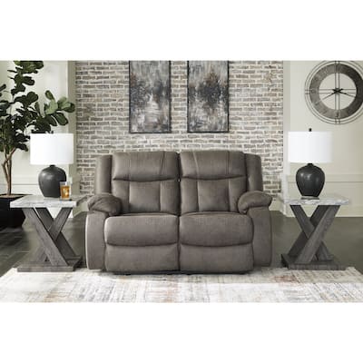 Signature Design by Ashley First Base Gunmetal Reclining Loveseat - 61"W x 40"D x 41"H