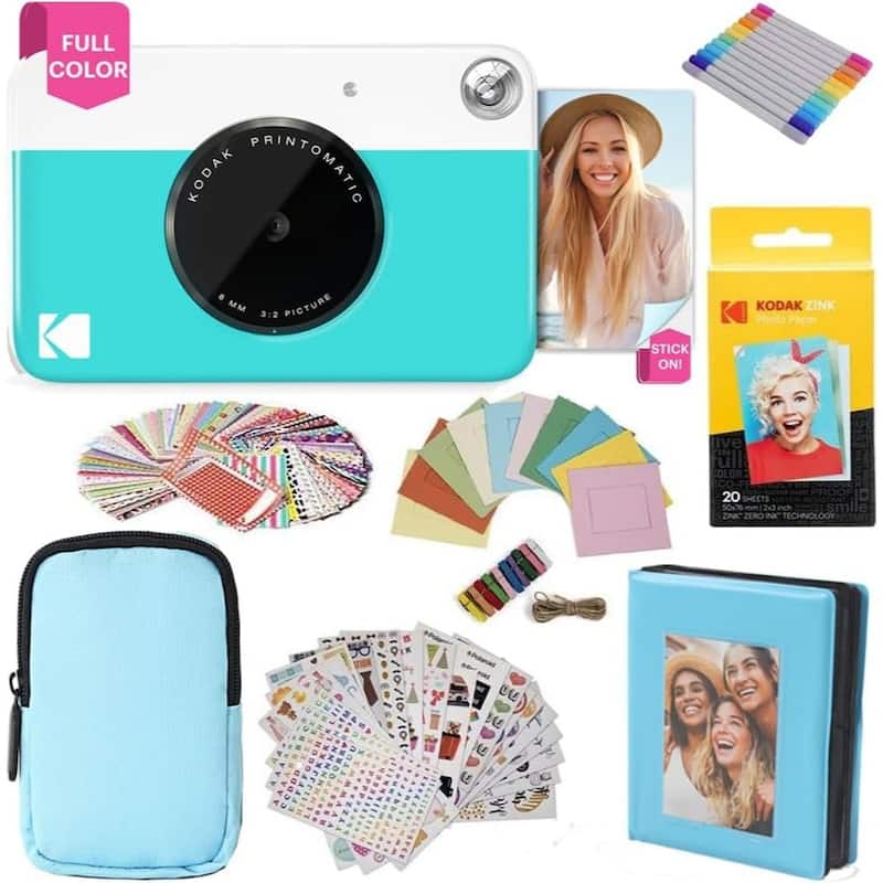 Kodak Printomatic Instant Print Camera, Photo Paper (20 Sheets) & Accessories Art Bundle - N/A - Black