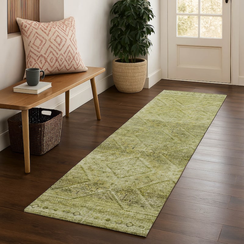 Premium Washable Super Soft Boho Moroccan Mayfield Rug - Aloe - 2'3" x 7'6"