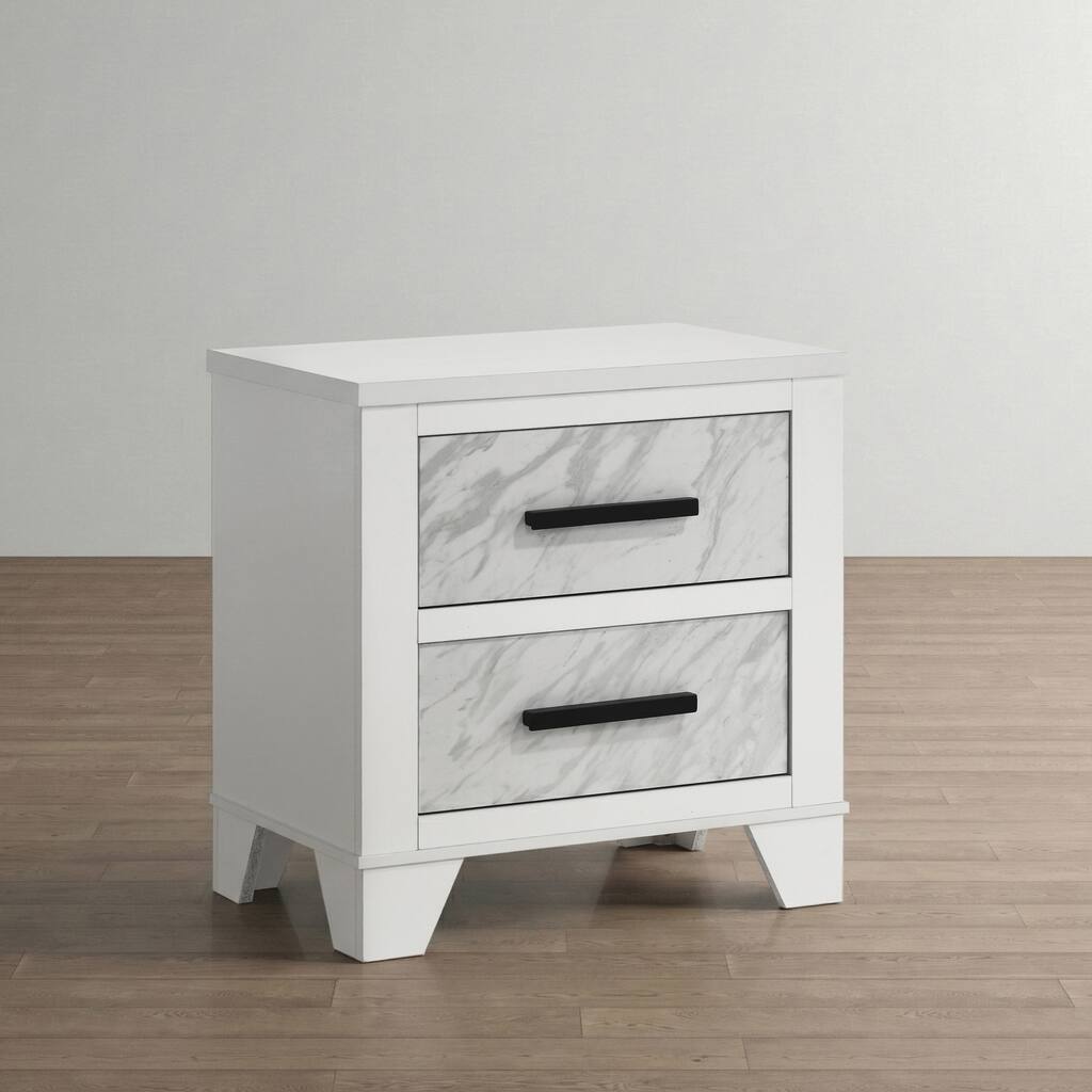 Furniture of America Loris Modern White Wood 2-Drawer Nightstand