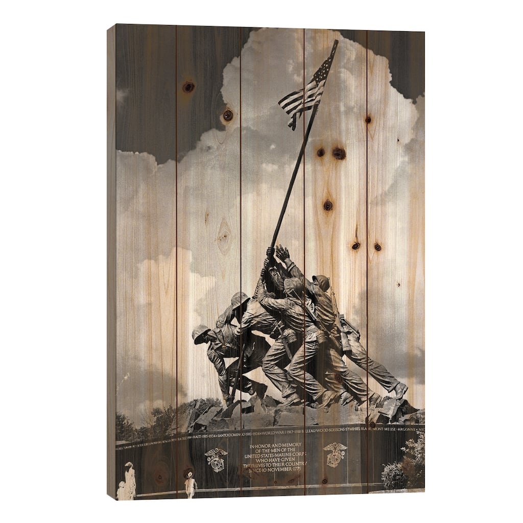 1950s USMC War Memorial Iwo Jima 1945 Washington Dc USA Print On Wood by Vintage Images - Multi-Color