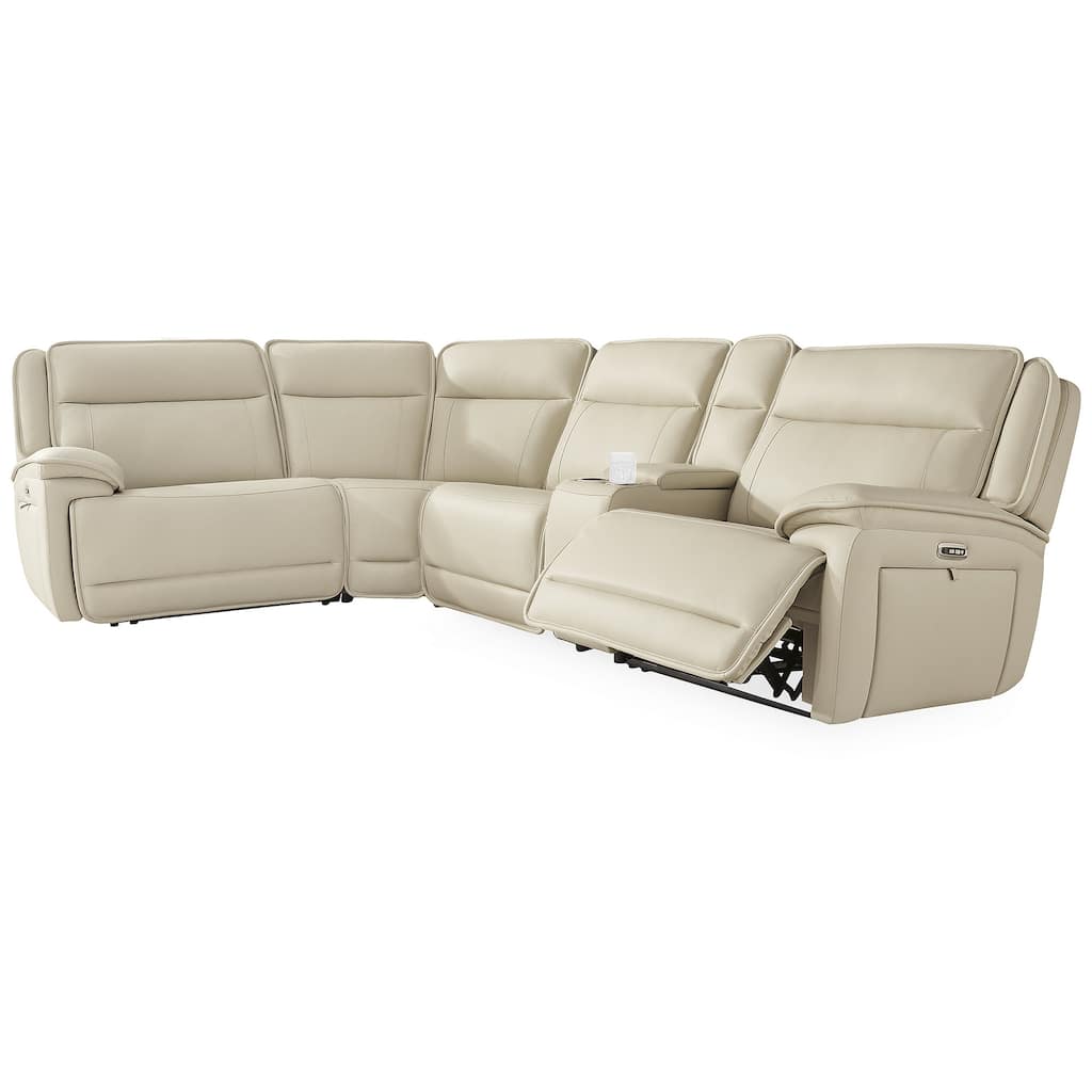 Signature Design by Ashley Double Deal Beige 5-Piece Reclining Sectional with Console - 136.25"W x 90.75"D x 42.5"H