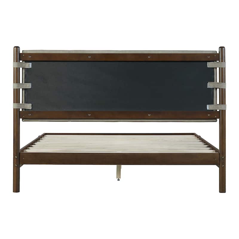 Christopher Knight Home - Pizzie Mid-Century Premium Rubber Wood Queen Platform Bed Frame with Headboard Included