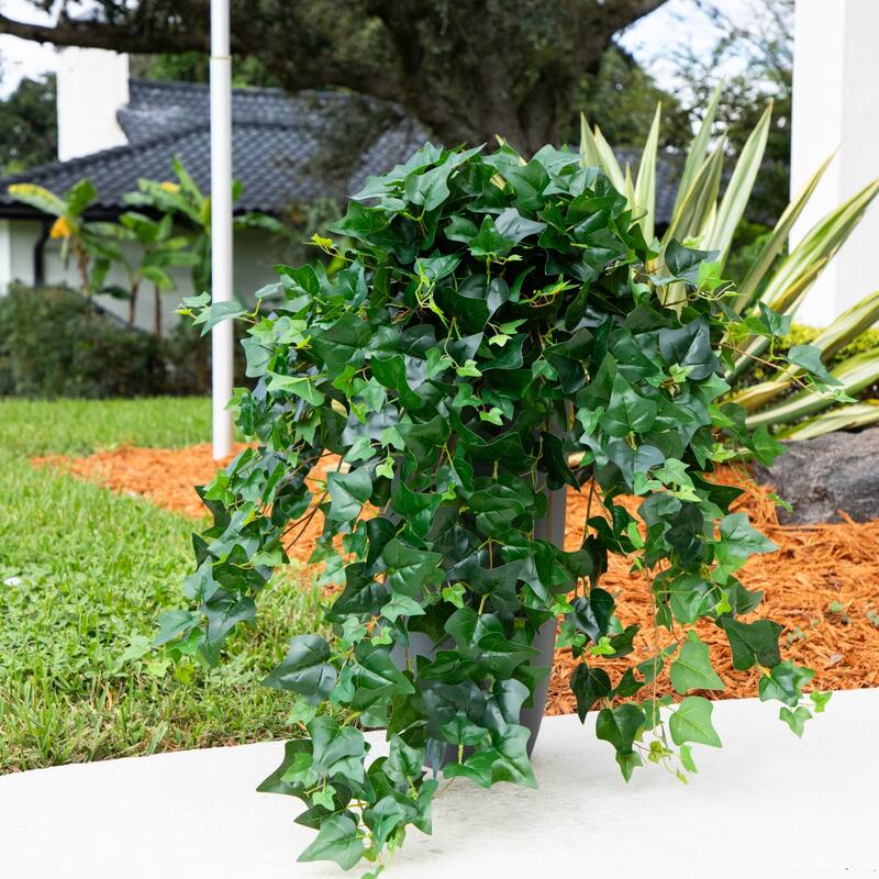 41-in UV Resistant Artificial Puff Ivy Hanging Plant - Set of 3