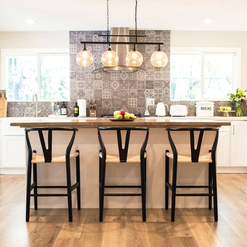 Poly & Bark Weave 23.5" Seat Height Counter Stool - Solid Wood with Woven Seat