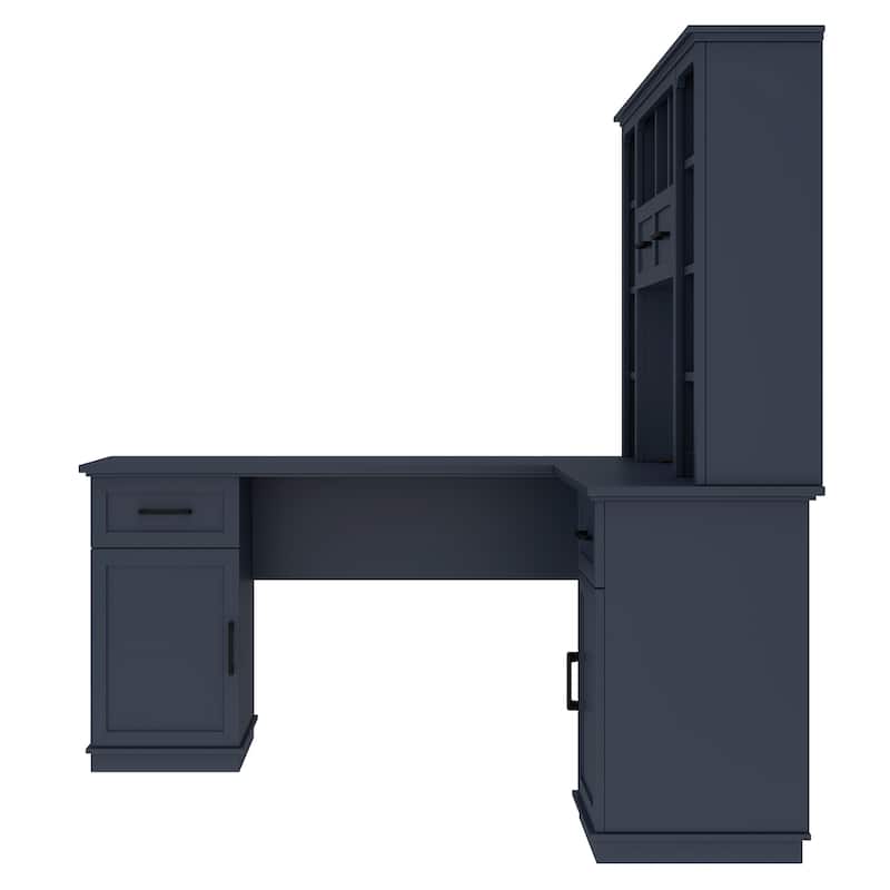 Large Bookcase Desk 2-in-1 Computer Desk L-shape Computer Armoire