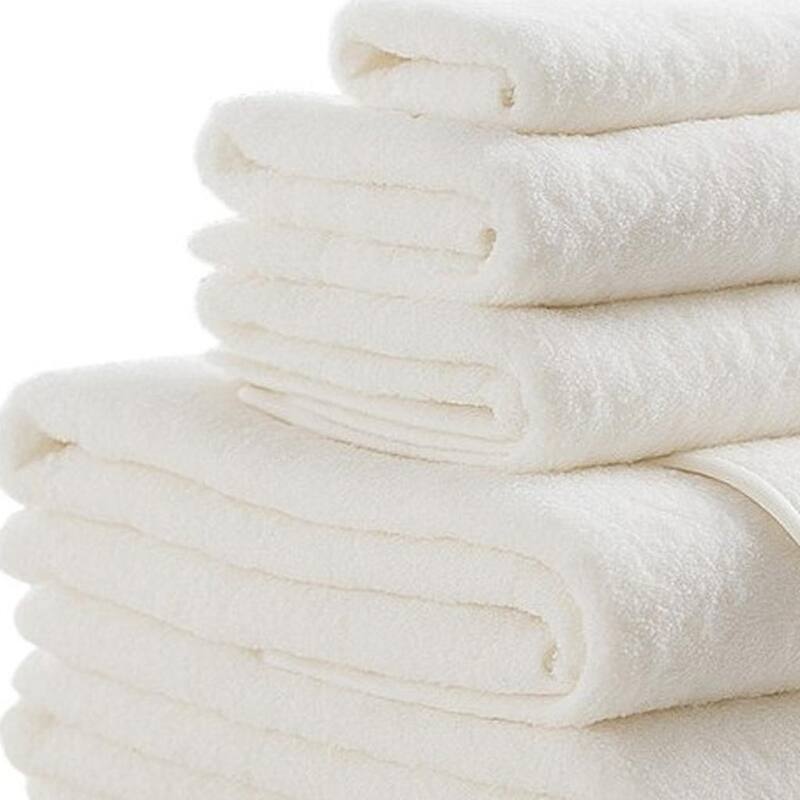 HomeRoots Set of Six Ivory Cotton Quick Dry Terry Cloth Towels