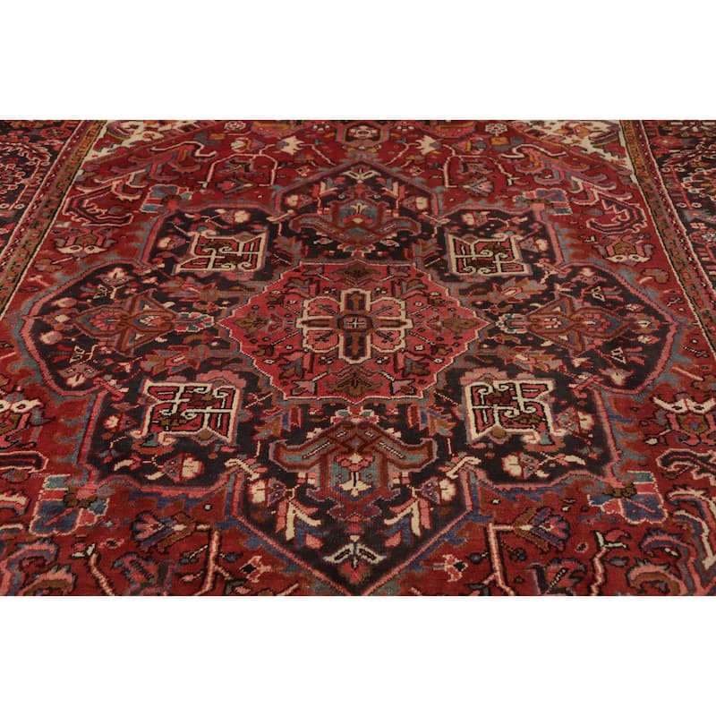 Hand Knotted Oriental 100% Wool Carpet Traditional Medallion Red Heriz Area Rug - 11' 8'' X 8' 3''