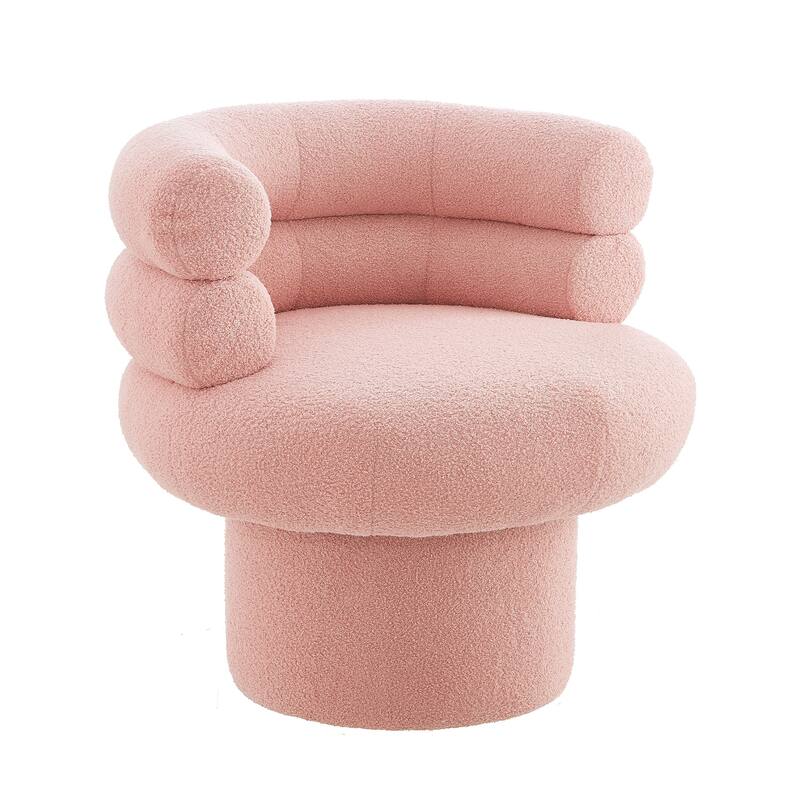 Roomfitters Round Swivel Accent Chair with Barrel Back, Teddy Fleece Vanity Chair