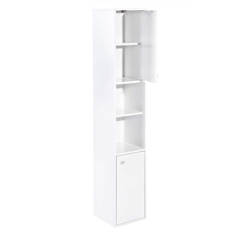 White Bathroom Storage with Shelf Narrow Corner Organizer Floor