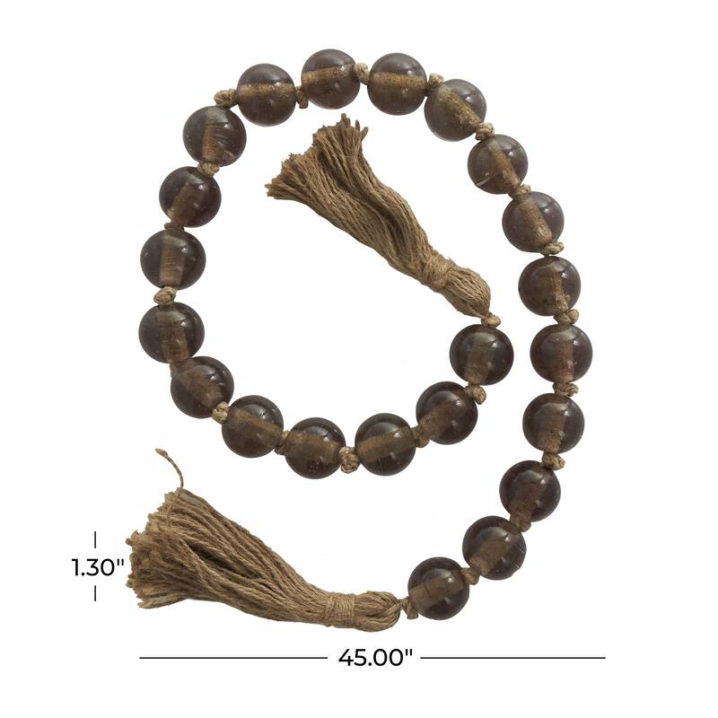 Glass Handmade Round Beaded Garland with Tassel with Knotted Brown Jute - Roche River Decor