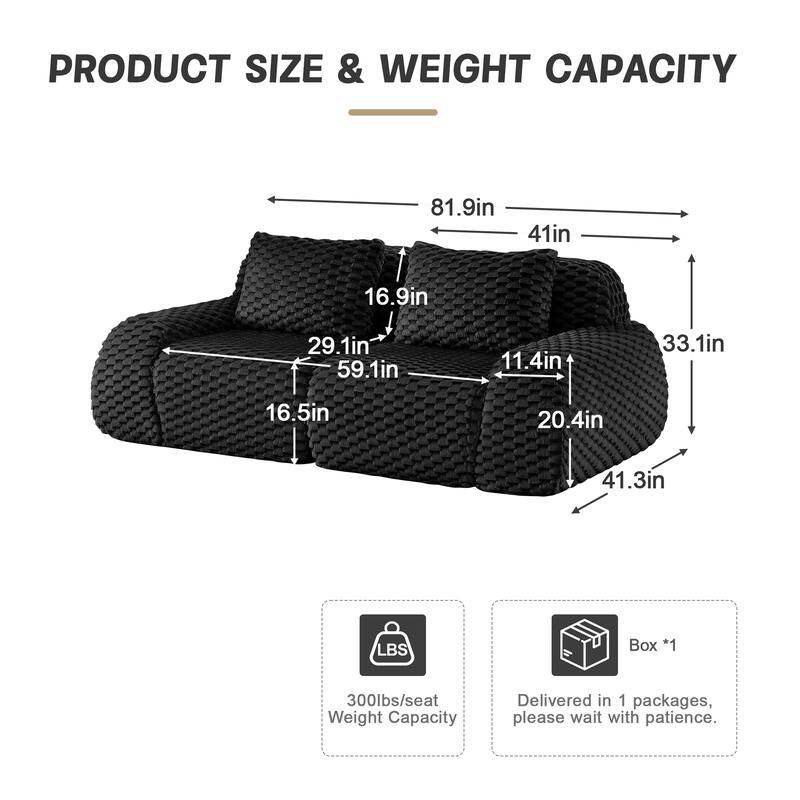 82" Modern Modular Sectional Sofa for Living Room,Flannelette Fabric,highly textured,Oversized 2-Seater Couch with Deep Seat