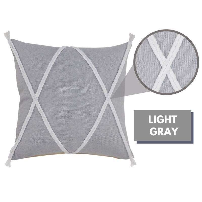 Sevita Coastal Geometric Braided and Tasseled Throw Pillow