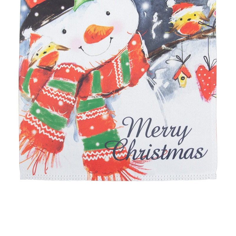 Snowman and Yellow Birds Merry Christmas Outdoor House Flag 28" x 40"