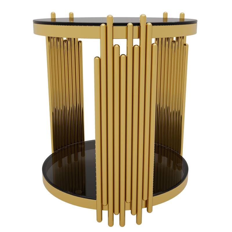 Glass Coffee Table Set of 3, Includes 1 Coffee Table & 2 End Tables, Luxury Living Room Table Set with Glass Top and Lower Shelf