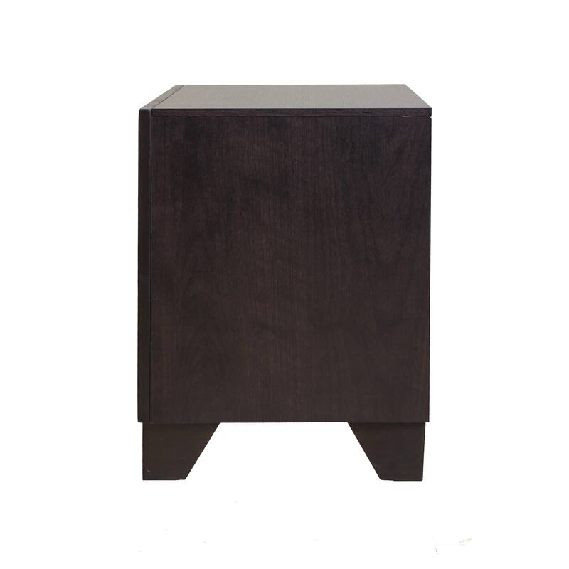 Espresso Finish Wooden Nightstand with 2 Large Storage Drawers and Raised Molding Trim