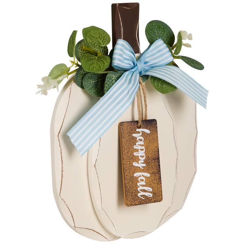 Happy Fall Wooden Pumpkin Fall Harvest Wall Decoration - 9"