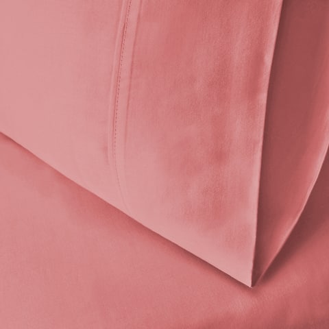 Miranda Haus Cotton Blend 600 Thread Count Solid Wrinkle-Free 2 Piece Pillowcase Set