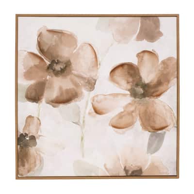 Wood Framed Watercolor Floral Wall Plaque - 16" - Set of 2