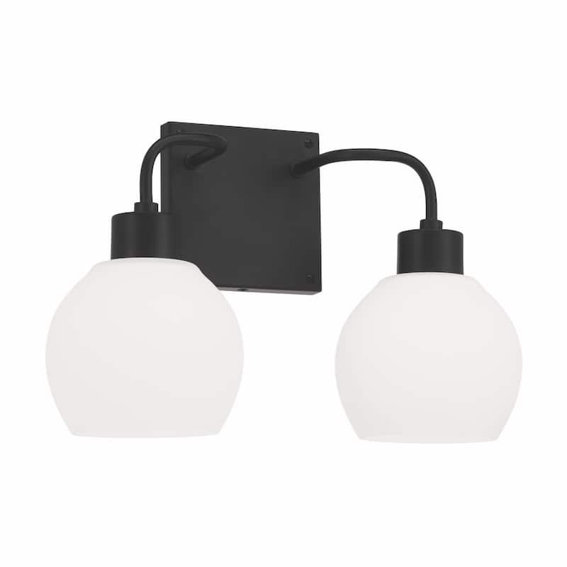 Tanner 2-light Bath/ Vanity Fixture - Matte Black/ Soft White Glass
