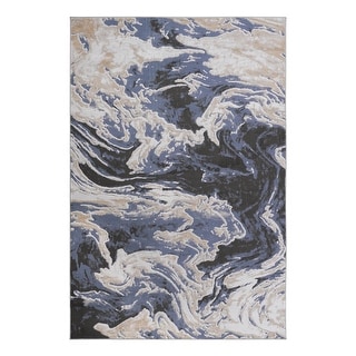 LOOM & LUXE Collection L.Blue/Abstract Non-Shedding Area Rug