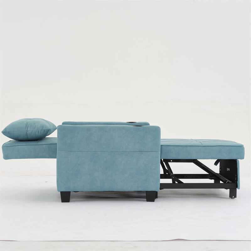 3-in-1 Pull Out Convertible Sleeper Chair w/ USB Ports,Wear Resistant
