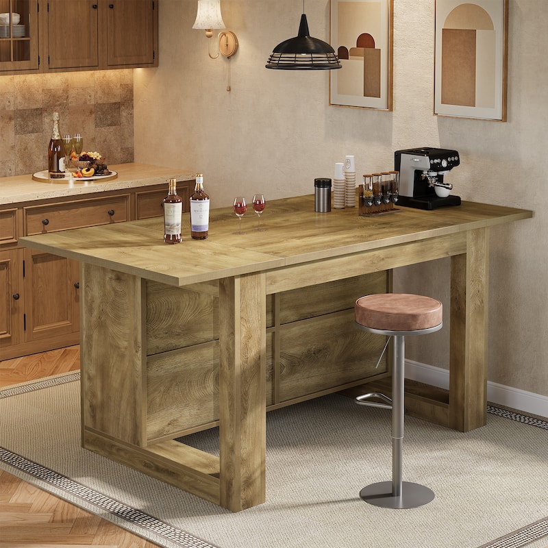 63" Kitchen Island with Storage - Natural