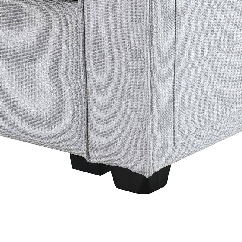 Modern Linen Fabric Sofa with Armrest Pockets
