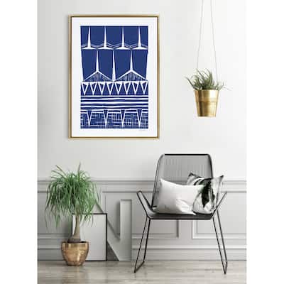 Kate and Laurel Sylvie Tribal Indigo Framed Canvas by Statement Goods