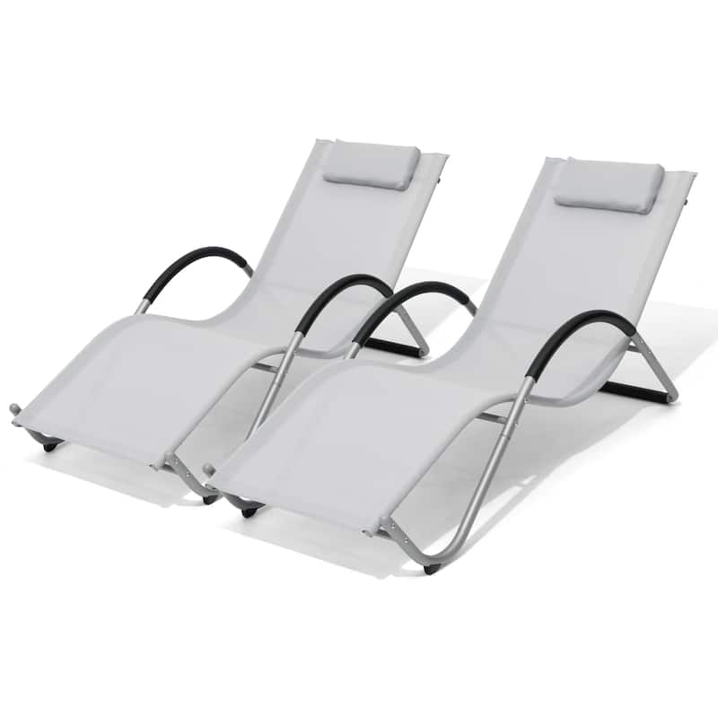 Outdoor Patio Lounger Chaise Lounges Curved Sunbathing Pool Recliner Chair
