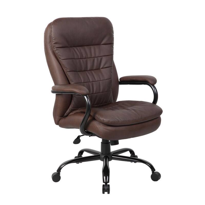 Ava Rolling Oversized Office Chair, Swivel, Brown Faux Leather, 400lbs