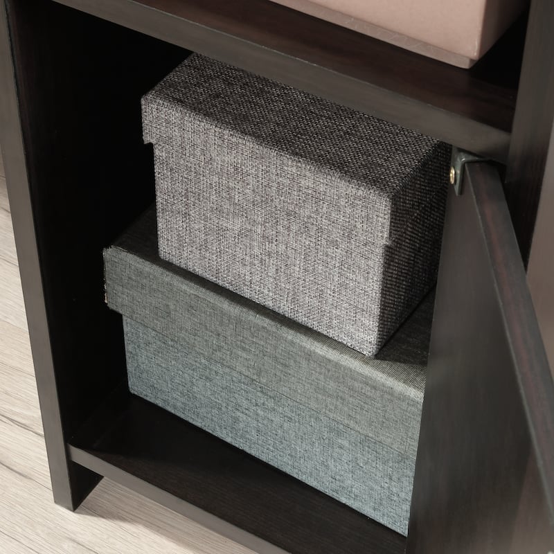 Anmytek Home Office Desk with Storage Dark Wood Grain Study