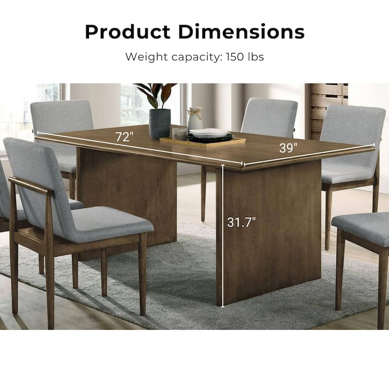 Velez Mid-Century Modern Natural Tone and Light Grey Solid Wood 7-Piece Dining Table Set by Furniture of America