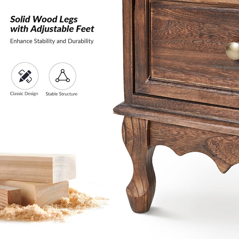 Pallantium Farmhouse 30"Tall Distressed 3-Drawer Nightstand With Solid Wood Legs and Adjustable Feet by HULALA HOME