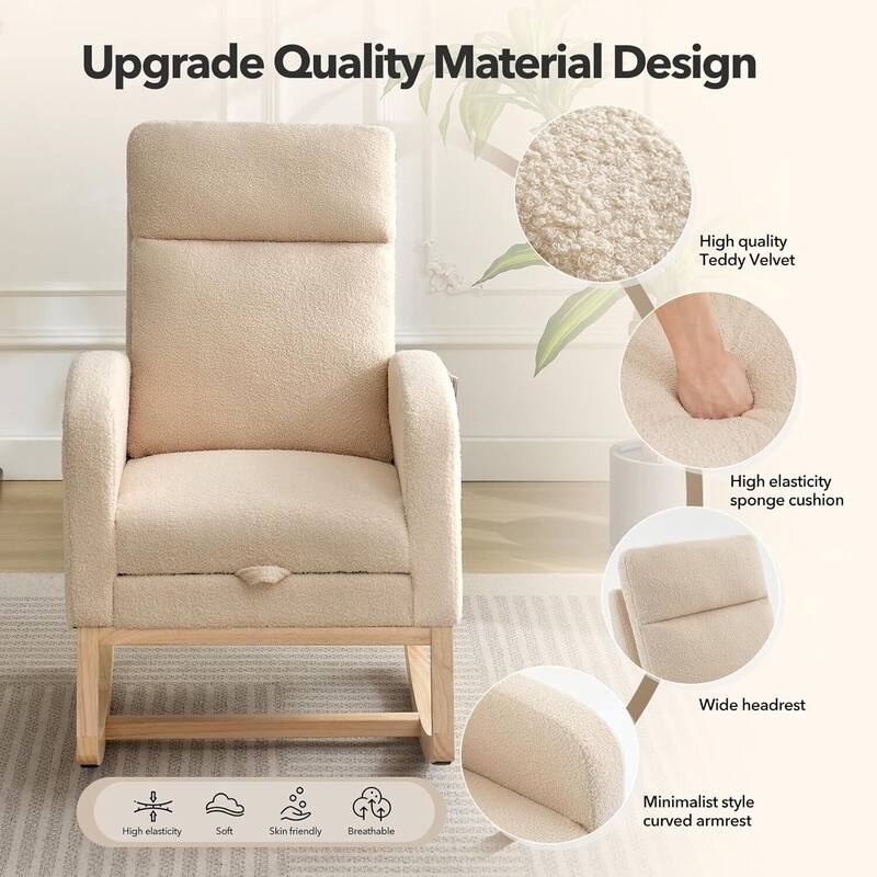 Rocking Chair for Living Room, Bedroom, Garden with Foot Rest - 1PC