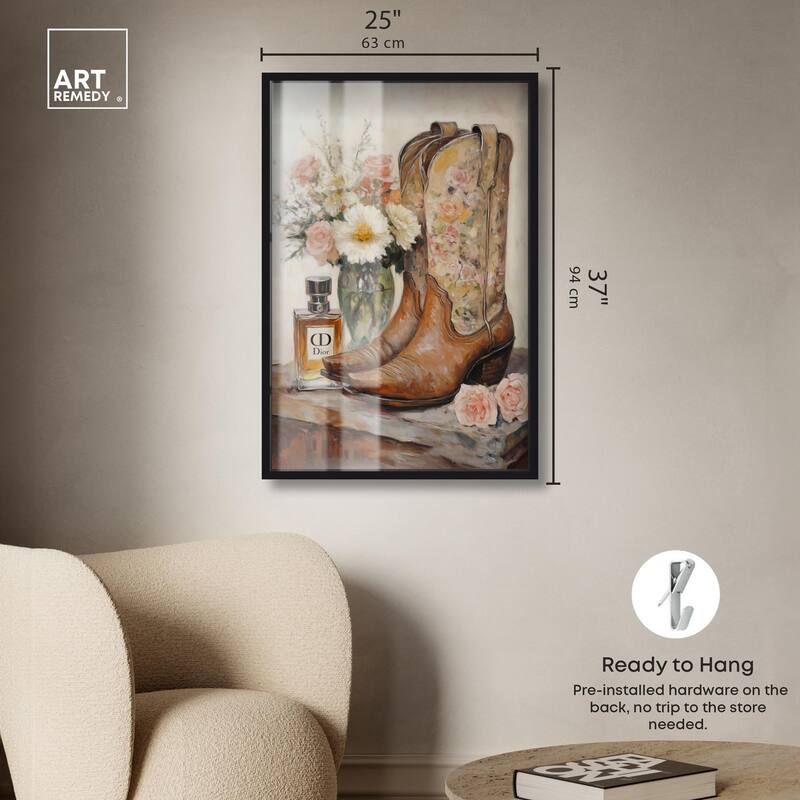 Delicate Floral Boots Shadowbox by Art Remedy