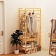 preview thumbnail 1 of 16, Bamboo Rolling Clothes Rack with Storage Shelves and Hanging Rod - W 30.9" x D 15.75" x H 66.34"