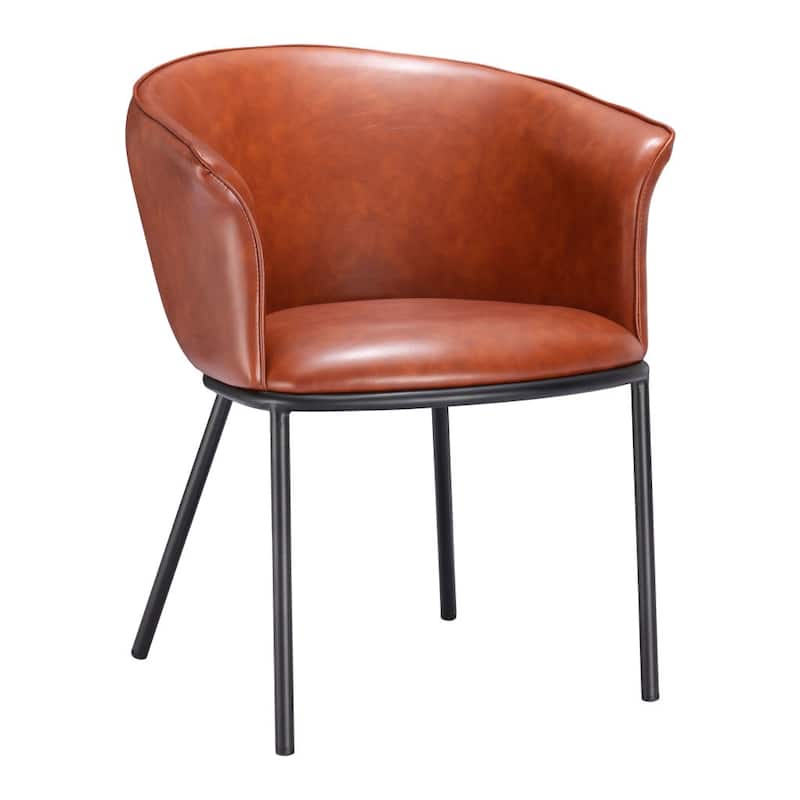 HomeRoots Brown and Black Upholstered Faux Leather Dining Arm Chair - 26' X '30.9' X '25