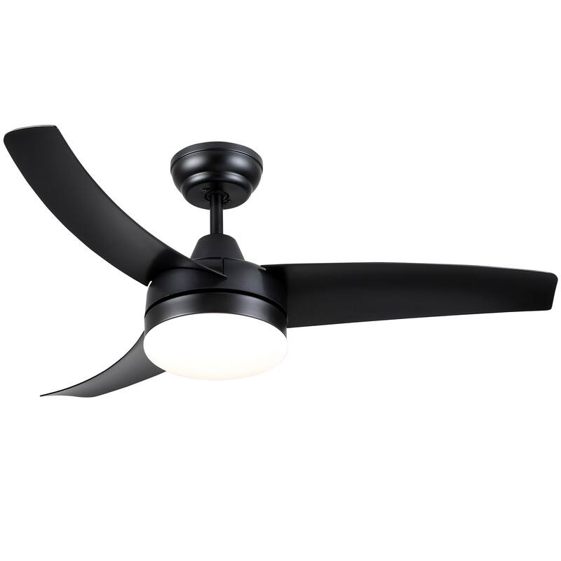 42 in. Black modern Ceiling Fan with Light and Remote Control, Reversible DC Motor - 42 Inches