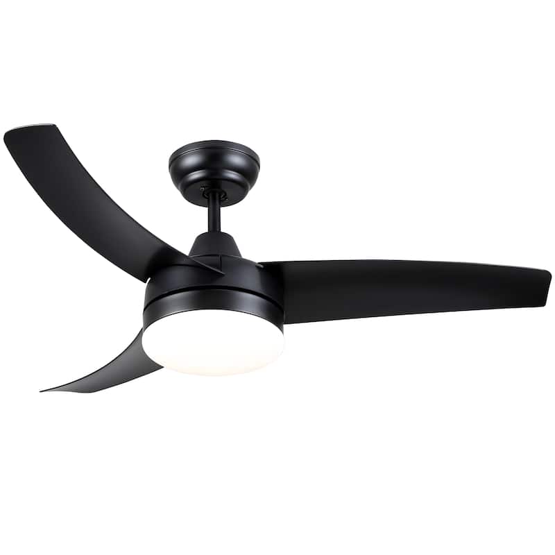 Modern 42in. Integrated LED Ceiling Fan Lighting with 3 Blades - 42 INCHES - 42 INCHES - Black - Remote