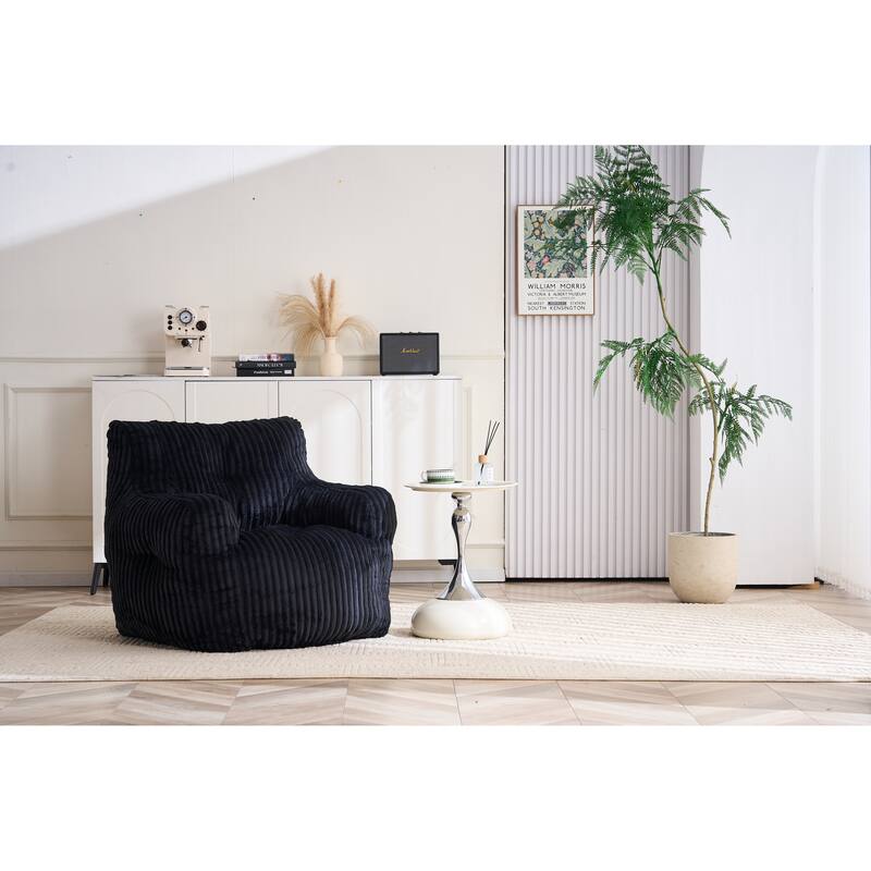 Soft Fluffy Corduroy Fabric Bean Bag Chair Filled With Memory Sponge