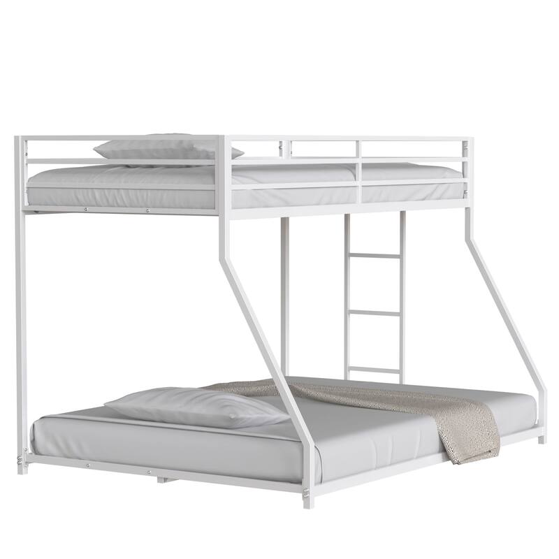 Heavy-Duty Twin Over Full Metal Bunk Bed, No Box Spring Needed
