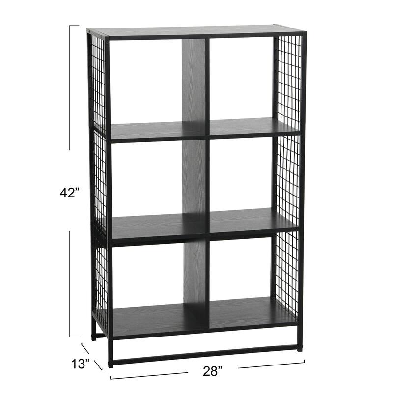 Household Essentials Cube Wall Shelves, 6 Cube Storage Wall Unit with Metal Mesh