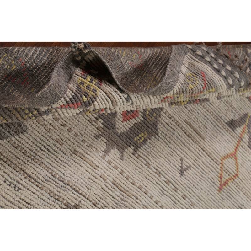 Geometric Moroccan Large Area Rug Hand-Knotted Wool Carpet - 9'11"x 14'10"