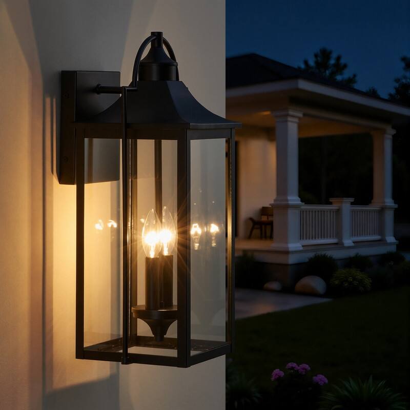 KAWOTI 2-Light Outdoor Lantern Wall Sconce - W9.38" * E9" * H20"