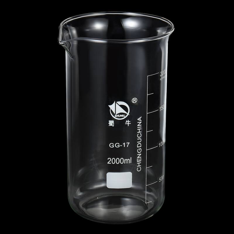 2000ml Tall Form Glass Beaker, 3.3 Borosilicate Lab Measuring Cups - Clear